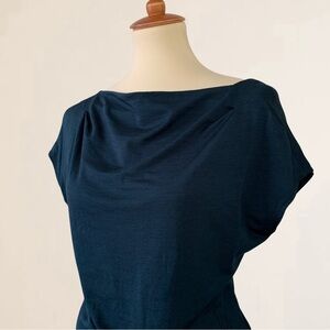 Club Monaco Dubois Dress Draped Neckline Open Back Deep Teal Cap Sleeve …
